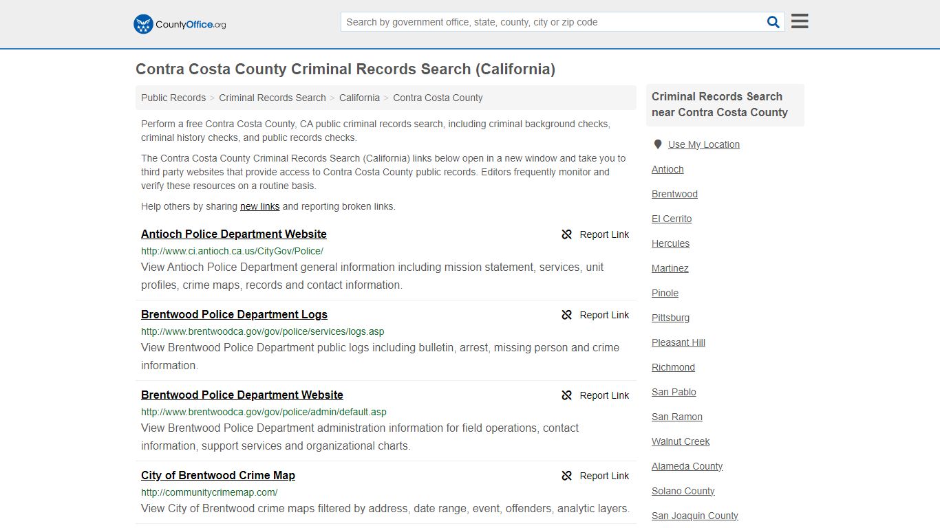 Contra Costa County Criminal Records Search (California)