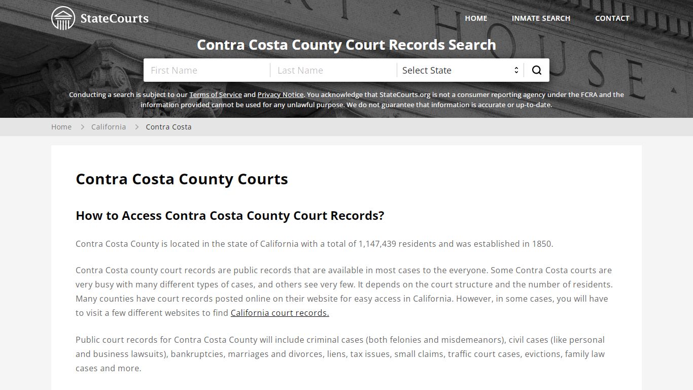 Contra Costa County, CA Courts - Records & Cases - StateCourts